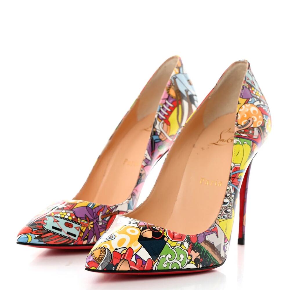 Christian Louboutin Patent Leather Pigalle Follies 100 Stilettos Pumps Multi 36